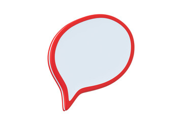 One red speech bubble isolated on white background. 3d render