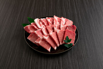 国産豚ロース　焼肉　皿盛り　pork loin yakiniku © WWT Photo