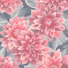 dahlia floral seamless pattern