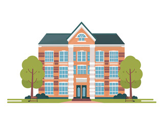 A school building vector flat minimalistic isolated illustration, cut out, isolated on transparent background. 