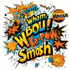 Comic Book Sound Effect,  Wham!, vector style, spark
