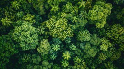 Overhead dense tropical forest canopy. Nature and wilderness concept. - obrazy, fototapety, plakaty