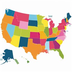 united states map with States. United States od America. 