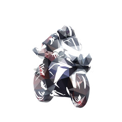 Road bike race, biker on motorcycle, geometric isolated vector illustration. Motorbike racing logo