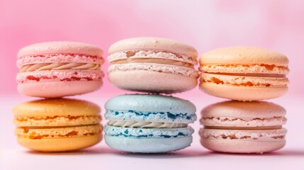 Close-up of assorted colorful macarons