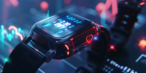A smart watch displaying heart rate on its screen, providing real-time monitoring and fitness tracking.
