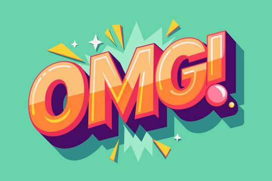 Vector illustration in a flat style OMG text on a colored background