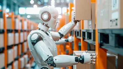 Humanoid Robot Sorting Packages in Warehouse
