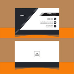 Elegant minimal black . green and orange  business card template