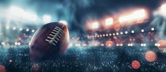 American football against the background of floodlights in the stadium. Sport concept. - 781107048