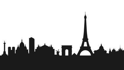 Silhouette of famous sights and places in Paris