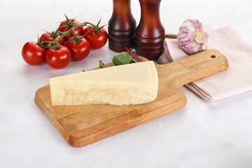 Piece Italian hard parmesan cheese
