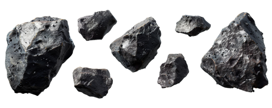 Group of floating asteroids, cut out