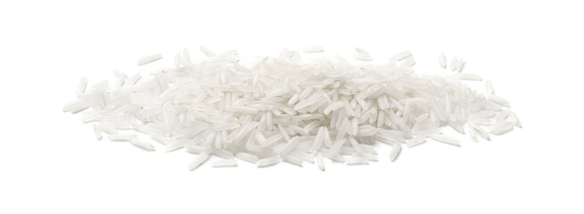 Pile of raw basmati rice isolated on white