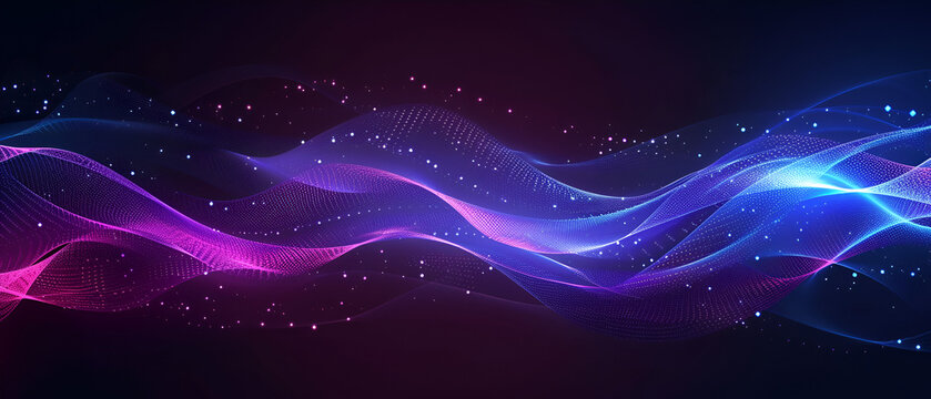 Abstract Background with Blue Glowing Wavy Parallel Lines