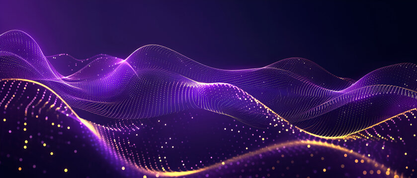 Abstract Background with Yellow Glowing Wavy Parallel Lines