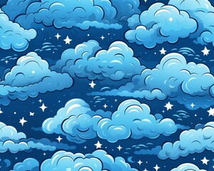 Cloud with Lightning Bolt - A cloud with a small, non-threatening cartoon lightning bolt, Oceanic Blues,Romanticism,Stormy,Poster Designs,,