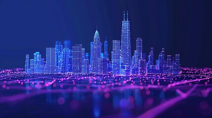 Wi-Fi smart city or network. Low poly wireframe. Building automation with computer board...