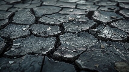 Cracked pavement surface with water drops - obrazy, fototapety, plakaty