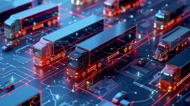 Advanced Autonomous Truck Fleet on Smart Highway at Twilight