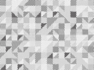 Halftone vector background. Monochrome halftone pattern. Abstract geometric dots background. Pop Art comic gradient black white texture. Design for presentation banner, poster, flyer, business card.