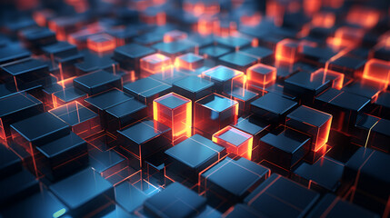 Obraz premium Abstract Geometric Background with Isometric Digital Art