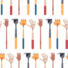 Back scratchers vector cartoon seamless pattern.