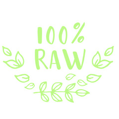 Raw, healthy food badge, tag for cafe, restaurants