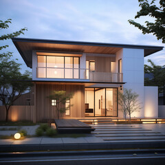 日本のシンプルな木造住宅　白