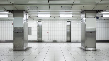 Subway serenity: Vacant station, open doors, pristine white.