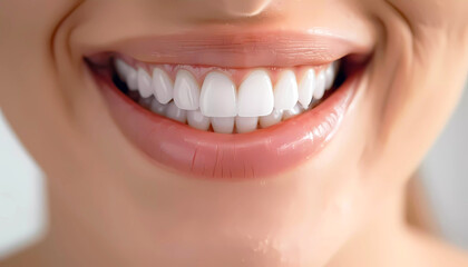 Woman mouth with clean white teeth closeup. Generative ai design concept art.