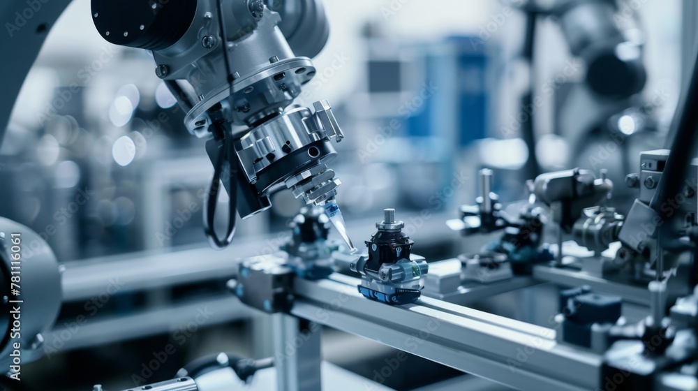 Poster automated machine in operation at a factory