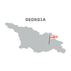 Obraz premium Georgia vector map illustration, country map silhouette with the flag inside. Map of the Georgia with the national flag isolated on white background. Every country in the world is here