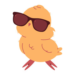 Cute chick in sunglasses vector cartoon illustration isolated on a white background.