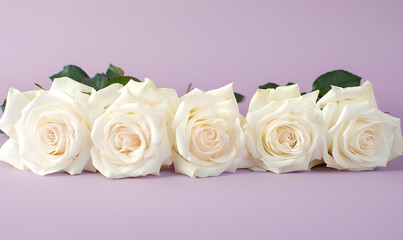 white roses with empty space for text lavender background, Generative AI