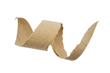 ripped roll of cardboard, torn cardboard toilet paper roll isolated on a transparent background,...