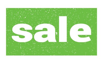 sale text written on green stamp sign.