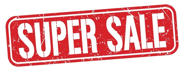 SUPER SALE text written on red stamp sign.