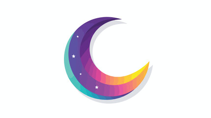Half moon icon over white background. colorful desi