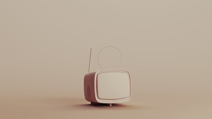 TV television set neutral backgrounds soft tones beige brown background clay sculpt 3d illustration render digital rendering - 781123048