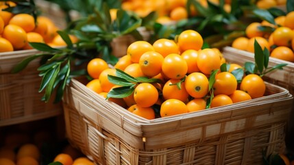 Juicy and ripe loquats presented in appealing and abundant baskets