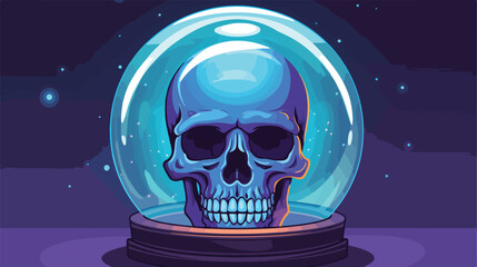Halloween crystal ball with skull isolated vector d
