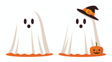 Halloween ghost vector icon with white color backgr