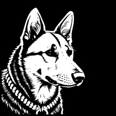 Dog . Animal black and white illustration . Logo design, for use in graphics. Generated by Ai