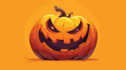 Halloween pumpkin vector icon with yellow backgroun