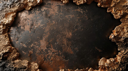 A richly textured surface of brown rust and metal corrosion.