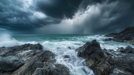 Fototapeta premium perfect storm day in a coastal backdrop.