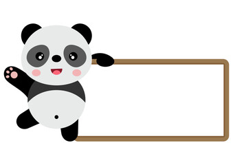 Cute panda with blank banner - 781127672