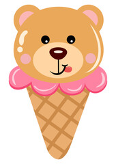 Funny teddy bear ice cream cone