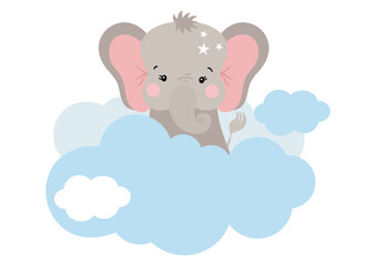 Cute little elephant in the clouds